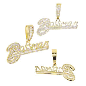 Colgante personalizado Bassman Iced Out con nombre, chapado en oro de 18k, cristal baguette, joyería hip hop para hombre, regalo para enamorados - Product Image 6