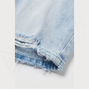 Shorts en jean déchirés à taille haute pour homme, en coton léger, style décontracté d'été, coupe droite - Product Image 5