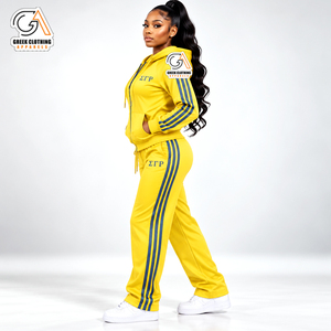 Conjunto Deportivo Amarillo para Mujer, Talla Grande, Ropa Griega, Bordado Sigma Gamma Rho, Sudadera con Capucha Informal de Forro Polar, Largo Completo, 100% - Product Image 3