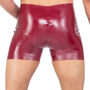 Shorts pour hommes taille haute en cuir verni rouge, Spandex Nylon, couleur unie, sous-vêtements sexy, style tentation - Product Image 6