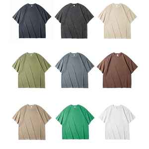 T-shirts pour hommes délavés à l'acide, coupe oversize, épaules dénudées, couleur unie, tendance, mode décontractée, 100% coton - Product Image 5