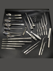 GRANDE VENTE Ensemble d'outils de présentation professionnels en acier inoxydable pour chefs |   Kit de pinces, cuillères, spatules et ciseaux de cuisine |   Ustensiles de cuisine - Product Image 3