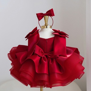 29 Wholesale Girls’ <b>Light</b> Blue Flower Girl Dress with Large Side Bows, Multi Layer Fluffy Skirt for Party and Special Events - Product Image 4