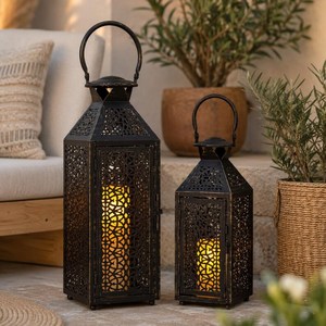 Portavelas de hierro forjado a mano con grabado cuadrado, diseño calado de 1 color, decoración para el hogar, uso en bodas, Navidad, Pascua, estilo Art Empire - Product Image 5