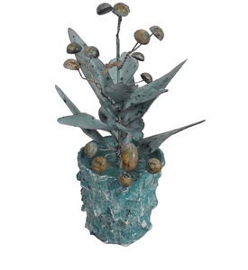 Pot de fleurs moderne en métal rose avec petites feuilles – Idéal pour jardin et maison – Meilleure vente – Décoration florale et végétale - Product Image 2