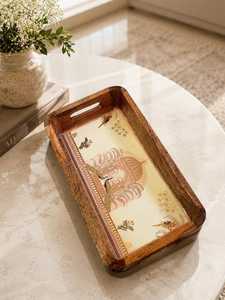 Premium Handcrafted Enamel Coated Eco-friendly Modern Floral Wooden Serving Tray Decorative <b>Platter</b> for Wedding Home Decor By UO - Product Image 3