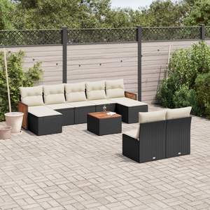 Conjunto de Sofás de Jardín de Ratán Negro, Muebles de Exterior con Cojines de Espuma de Alta Densidad, Diseño Contemporáneo Impermeable - Product Image 3