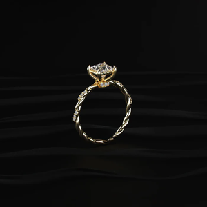 Bague de fiançailles en diamant CVD taille princesse avec pavé torsadé, bague en diamant artisanale, design spécial pour femmes, clarté D-E VVS-VS - Product Image 2