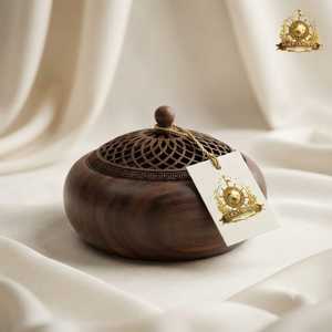 Brûleur à Bakhoor en bois octogonal avec incrustation de nacre, brûleur à encens Oud arabe de luxe, Mabkhara avec finition dorée, pour table - Product Image 6