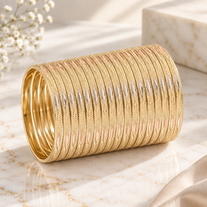 กำไลข้อมือดีไซน์เนอร์ ORO-Z หลายสี สามเฉดสี ชุบทอง ผลิตจากโลหะผสม  ลวดลายสวยงาม เหมาะสำหรับงานปาร์ตี้ งานแต่งงาน งานหมั้น สไตล์ชาติพันธุ์ - Product Image 3