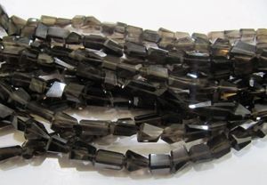 Perles de cristal de quartz fumé naturel découpées au laser, lisses et polies, 8 pouces de long - Product Image 4