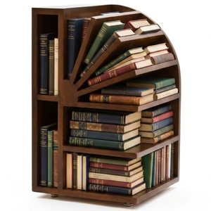 Étagère à livres en teck minimaliste de style spirale pour un intérieur moderne - Product Image 1