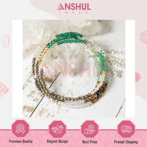 Diseño elegante y clásico, pulsera de tobillo espiritual de cristal Dhan Yog con cuentas facetadas multicolor, de fabricante indio. - Product Image 5