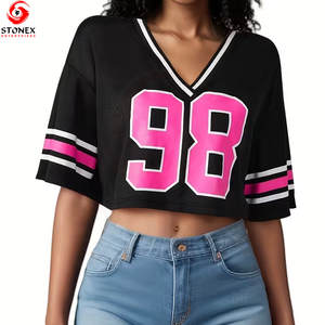 Camisetas de Verano Personalizadas al por Mayor, de Algodón Liso, Estilo Urbano, Ecológicas, Holgadas, con Estampado Gráfico, Cuello en V, para Mujer - Product Image 1