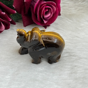 Figura de Elefante Tallada a Mano en Piedra Natural Ojo de Tigre, Protección, Confianza, Decoración Feng Shui, Venta al Por Mayor - Product Image 4