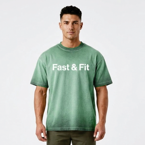 T-shirts pour hommes de haute qualité, style streetwear, col rond, effet délavé, vente en gros, prix bas, t-shirt délavé pour hommes - Product Image 1
