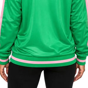 เสื้อแจ็คเก็ตวินเทจสีเขียวสำหรับผู้หญิง แบบซิปด้านหน้า เสื้อแจ็คเก็ตสปอร์ต เสื้อคลุมลำลองแฟชั่นสตรีทแวร์ ขายส่งเสื้อผ้า - Product Image 4