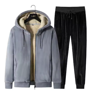 L&O Unisex Fleece Tracksuit Hooded Zip <b>Jacket</b> And Jogger Pants Solid Color Casual <b>Winter</b> Wear Full Length With Side Pockets - Product Image 6