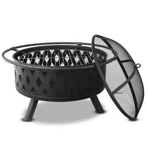 Brasero de Acero para Exteriores con Parrilla y Protector de Chispas, Calentador de Patio para Leña, Brasero para Jardín y Barbacoa - Product Image 1