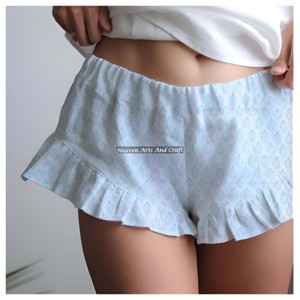 ชุดนอนผ้าฝ้ายพิมพ์ลายบล็อกคุณภาพสูง เอวยางยืดสั้น ใส่สบาย เหมาะสำหรับใส่ไปชายหาด เสื้อผ้าผู้หญิง - Product Image 3