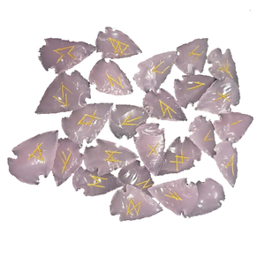 Juego de runas de punta de flecha de cuarzo rosa de alta calidad, runa de cristal, energía Wicca, piedra natural para adivinación y meditación intuitiva - Product Image 1