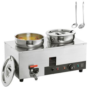 Scaldavivande Elettrico Commerciale da 1200W con Doppio Pentolone in Acciaio Inox da 7.4QT, Temperatura Regolabile da 86~185 Fahrenheit, Attrezzatura per Mantenere Caldi gli Alimenti - Product Image 1
