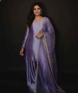 Tenues indiennes pakistanaises Farshi Shalwar Kameez en tissu de soie, vêtements formels, robes décontractées unies pour femmes, haute qualité - Product Image 6