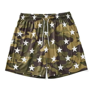Shorts de Playa Sublimados con Estampado de Camuflaje y Estrellas, de Secado Rápido, Cintura Elástica, Estilo Casual, Malla Sublimada, Alta Calidad, MOQ Bajo - Product Image 4