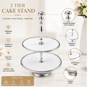 Luxury 2 Tier Metal <b>Cake</b> <b>Stand</b> | Elegant Cupcake Dessert Display Serving Tray | Wedding Birthday Party Afternoon Tea Table Decor - Product Image 2