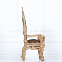Chaise Trône Enfant Haut de Gamme Traditionnelle Française Capitonnée en Bois Massif Antique pour Hôtel, Mariage, Appartement, Villa, Salon