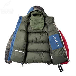 Custom Camouflage Spliced <b>Waterproof</b> Windproof Hooded Men's Puffer Green Casual <b>Winter</b> <b>Coat</b> - Product Image 3