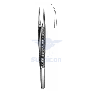 Suturing Micro Forceps <b>12</b> cm / 4-3/4 Inch Curved with 0.3 mm Tip and 1:2 Teeth Stainless Steel Microsurgical Instrument - Product Image 1