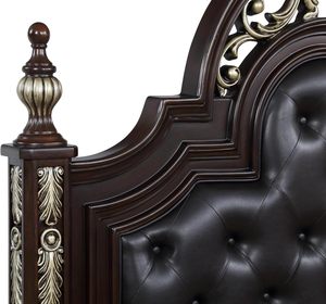 Luxury Classic Queen Bed Made Of Solid Mahogany Wood High Quality With PU leather <b>backrest</b> For Furniture Bedroom. - Product Image 5