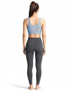 ONETEN APPAREL Soutien-gorge de sport sans couture pour femme, col rond, respirant, rembourré, haut de yoga gris, type de coupe autre, logo avant, dos nu - Product Image 2