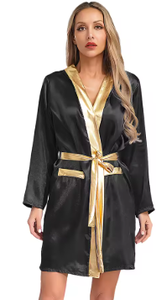 Túnica de Artes Marciales de Poliéster Negro con Ribete Morado y Cinturón, Duradera, de Manga Larga y Cuello en V para Mujer (Todas las Temporadas) - Product Image 5