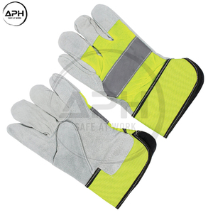 Gants de travail haute visibilité 2026 orange, vert citron, gris, à doigts complets, avec manchette ajustable, personnalisables, vente en gros - Product Image 2