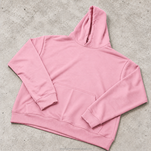 Sudadera con Capucha Rosa Unisex, Corte Holgado, Material de Felpa, Color Sólido, Estilo Casual, Largo Regular, Ropa de Otoño - Product Image 1