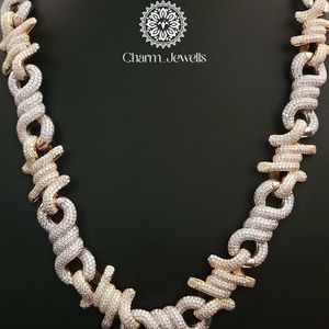 Collar de Moissanita para Hombre Charm Jewels, Plata con Baño de Oro de 14K, Cadena de Eslabones Redondos, Estilo Hip Hop, Corte Brillante, Engaste de Garra, IGI - Product Image 6