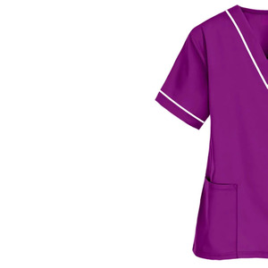 Blusa Médica Morada con Cuello en V y Manga Corta para Mujer, con Bolsillos con Ribete, Uniforme de Enfermera de Hospital - Product Image 4