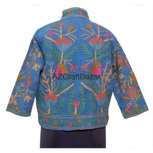 Veste d'hiver pour femme brodée à la main style Suzani, en coton doux, avec motifs – Vente en gros, exportateur indien - Product Image 5