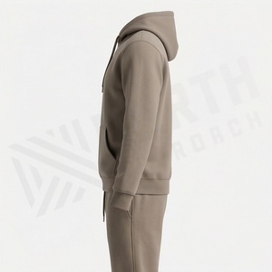 Sweat-shirt à capuche unisexe, couleur unie, longueur intégrale, en coton, survêtement décontracté avec cordon de serrage et poches latérales, vêtements d'automne - Product Image 3