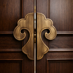 มือจับประตูทองเหลืองโบราณแบบทันสมัย Nimbus ทนทาน สวยงาม |   อุปกรณ์ตกแต่งประตูทางเข้าโรงแรมรูปทรงโค้ง - Product Image 2