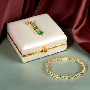 Dainty Emerald Luxury Tennis <b>Bracelet</b> May Birthstone <b>Gemstone</b> Jewelry 925 Sterling Silver 14K Gold Plated IGI Certified Gift Mom - Product Image 4