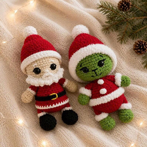 Combo de Juguetes Educativos de Algodón de Fantasía, 5 Piezas, Patrón de Amigurumi de Ganchillo Navideño sin Coser, Diseño Mixto - Product Image 2