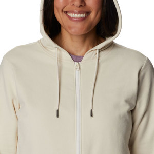 Sweat-shirt à capuche zippé pour femme, en molleton de coton uni, avec logo personnalisé, vente en gros, décontracté, couleur unie, crème, coupe oversize - Product Image 5