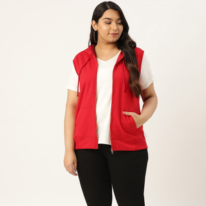 Hoodie sans manches en polaire premium pour un style de vie actif et une mode streetwear décontractée avec poche pour femme - Product Image 4