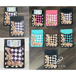 Tarjetero de Cuero Genuino 100% Hecho a Mano, Diseño Minimalista y Delgado para Tarjetas de Crédito e Identificación, con Patrón a Cuadros, Personalizable OEM/ODM - Product Image 1