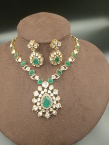 Amaira Jewels Gold Plated Silver <b>Statement</b> <b>Necklace</b> & Matching Earrings Set Women's Ethnic Engagement Jewelry - Product Image 5