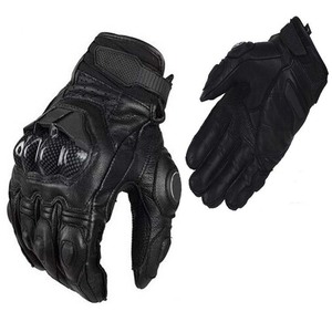 Guantes de carreras de cuero de dedo completo con correa de muñeca ajustable para montar al aire libre, para hombre, antideslizantes, con cierre de gancho y bucle - Product Image 1