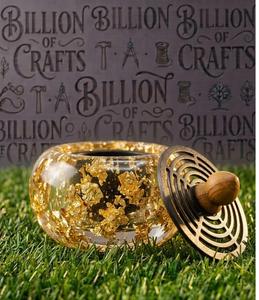 Brûleur d'encens en résine fait main avec base en bois et couvercle métallique floral, décoration pour la maison, l'hôtel, le restaurant, l'aromathérapie, le Ramadan, l'Aïd - Product Image 5
